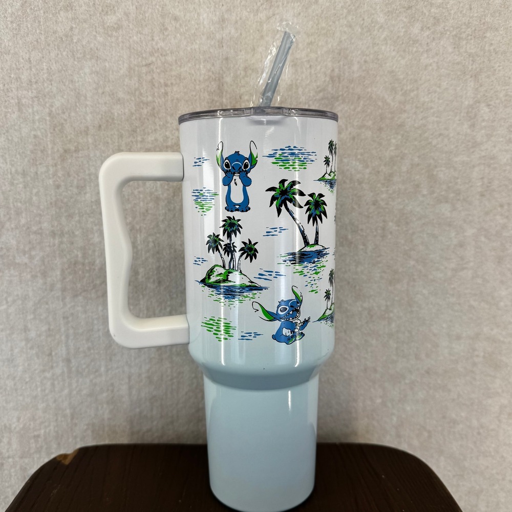 Disney Lilo & Stitch Silver Buffalo 40oz Stainless Steel Tumbler with Handle